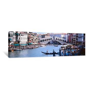 Image of Bridge Across A River, Rialto Bridge, Grand Canal, Venice, Italy Canvas Print