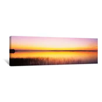 Image of Sunrise Over A Lake, North Bay, Lake Michigan, Door County, Wisconsin, USA Canvas Print