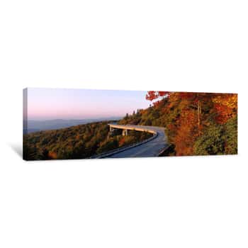Image of Curved Road Over Mountains, Linn Cove Viaduct, Blue Ridge Parkway, North Carolina, USA Canvas Print