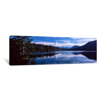 Image of Reflection Of Clouds In Water, Mt Hood, Lost Lake, Mt  Hood National Forest, Hood River County, Oregon, USA Canvas Print