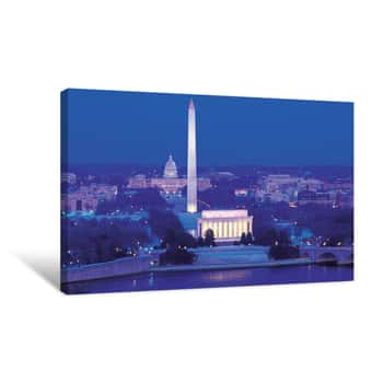 Image of DC2BS- Washington, D C - Monuments-driendl Poster File - Check Before Reproduction Canvas Print