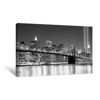 Image of NY2BWSL-NY - Towers And Spot Lights-driendl Poster File - Check Before Reproduction Canvas Print
