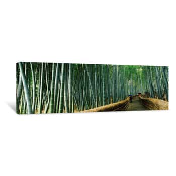 Image of Stepped Walkway Passing Through A Bamboo Forest, Arashiyama, Kyoto Prefecture, Kinki Region, Honshu, Japan Canvas Print
