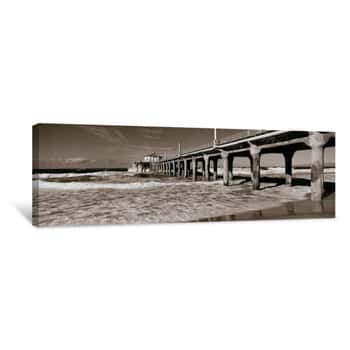 Image of Low Angle View Of A Pier, Manhattan Beach Pier, Manhattan Beach, Los Angeles County, California, USA Canvas Print