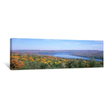 Image of Lake Surrounded By Hills, Keuka Lake, Finger Lakes, New York State, USA Canvas Print