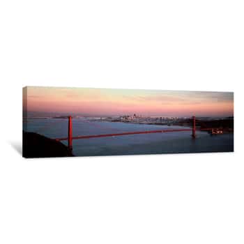 Image of Suspension Bridge Across A Bay, Golden Gate Bridge, San Francisco Bay, San Francisco, California, USA Canvas Print