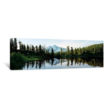 Image of Reflection Of A Mountain In A Lake, Picture Lake, Mt Shuksan, North Cascades National Park, Washington State, USA Canvas Print