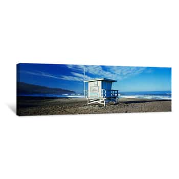 Image of Lifeguard Hut On The Beach, Torrance Beach, Torrance, Los Angeles County, California, USA Canvas Print