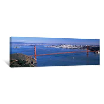 Image of High Angle View Of A Suspension Bridge, Golden Gate Bridge, San Francisco, California, USA Canvas Print