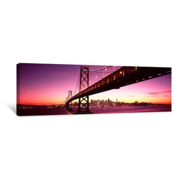 Image of Bridge Across A Bay With City Skyline In The Background, Bay Bridge, San Francisco Bay, San Francisco, California, USA Canvas Print