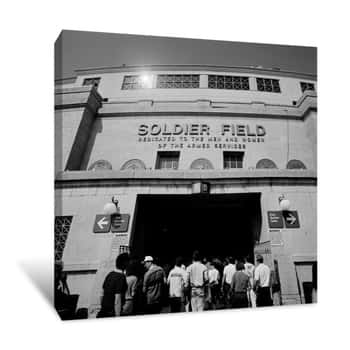 Image of Spectators Entering A Football Stadium, Soldier Field, Lake Shore Drive, Chicago, Illinois, USA Canvas Print