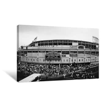 Image of High Angle View Of Tourists Outside A Baseball Stadium At Opening Night, Wrigley Field, Chicago, Cook County, Illinois, USA Canvas Print