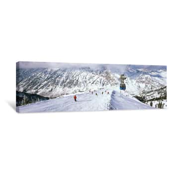 Image of Overhead Cable Car In A Ski Resort, Snowbird Ski Resort, Utah, USA Canvas Print