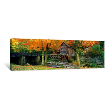 Image of Power Station In A Forest, Glade Creek Grist Mill, Babcock State Park, West Virginia, USA Canvas Print