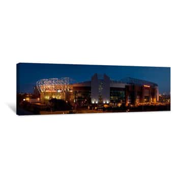 Image of Football Stadium Lit Up At Night, Old Trafford, Greater Manchester, England Canvas Print