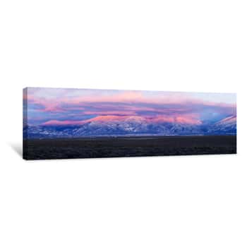 Image of Purple Sunset Over Mountain Range, Sangre De Cristo Mountains, Taos, Taos County, New Mexico, USA Canvas Print