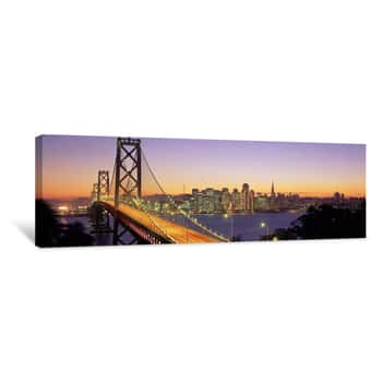 Image of Bay Bridge At Night, San Francisco, California, USA Canvas Print