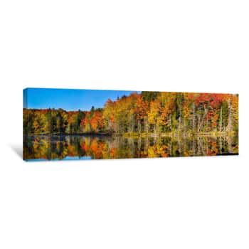 Image of Trees In Autumn At Lake Hiawatha, Alger County, Upper Peninsula, Michigan, USA Canvas Print