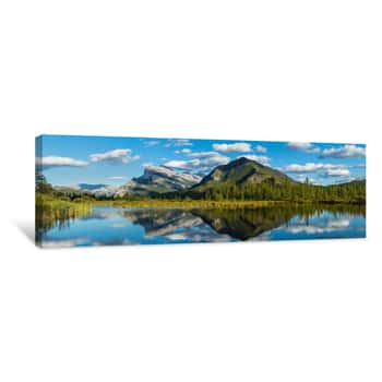 Image of Mount Rundle And Sulphur Mountain Reflecting In Vermilion Lake In The Bow River Valley At Banff National Park, Alberta, Canada Canvas Print