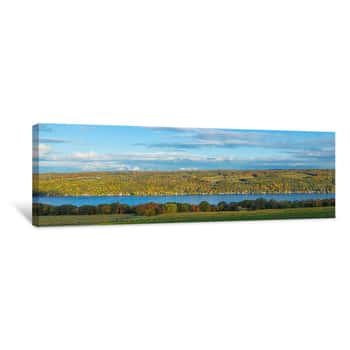 Image of Lake Surrounded By Hills, Keuka Lake, Finger Lakes, New York State Canvas Print