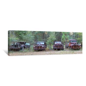 Image of Old Rusty Cars And Trucks On Route 319, Crawfordville, Wakulla County, Florida, USA Canvas Print