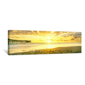 Image of Silhouette Of Pier On The Beach, Crystal Pier, Pacific Beach, San Diego, San Diego County, California, USA Canvas Print