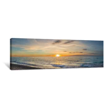 Image of Sunset Over Lake Michigan, Benzie County, Frankfort, Michigan, USA Canvas Print