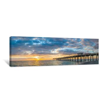 Image of Pier In Atlantic Ocean At Sunset, Venice, Sarasota County, Florida, USA Canvas Print