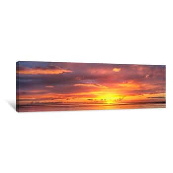 Image of Sunset Over Caribbean Sea, West Coast, Domenica, Caribbean Canvas Print