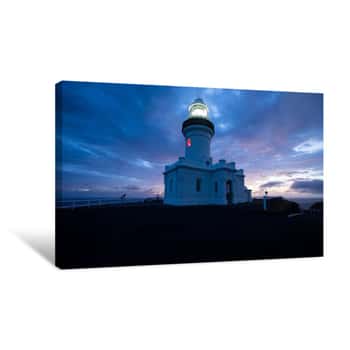 Image of Lighthouse At Sunset, Cape Byron Lighthouse, Cape Byron, New South Wales, Australia Canvas Print