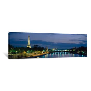 Image of France, Paris, Eiffel Tower , Seine River Canvas Print
