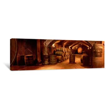 Image of Wine Barrels In A Cellar, Buena Vista Carneros Winery, Sonoma, Sonoma Valley, Sonoma County, California, USA Canvas Print