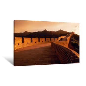 Image of Fortified Wall Passing Through Mountains, Great Wall Of China, China Canvas Print