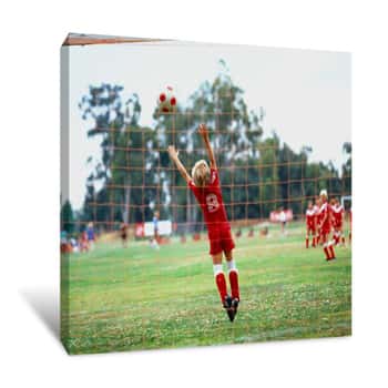 Image of Children Playing Soccer Canvas Print