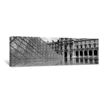 Image of Pyramid In Front Of An Art Museum, Musee Du Louvre, Paris, France Canvas Print