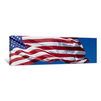 Image of Close-up Of An American Flag Fluttering, USA Canvas Print