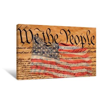 Image of Constitution And U S  Flag Canvas Print