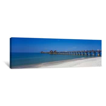 Image of Pier Over The Sea, Naples Pier, Gulf Of Mexico, Florida, USA Canvas Print