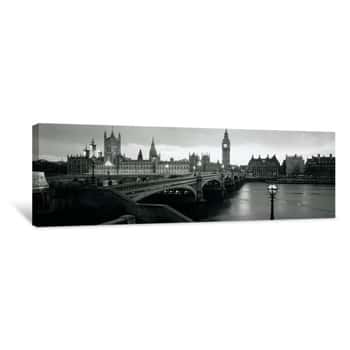Image of Bridge Across A River, Westminster Bridge, Houses Of Parliament, Big Ben, London, England Canvas Print