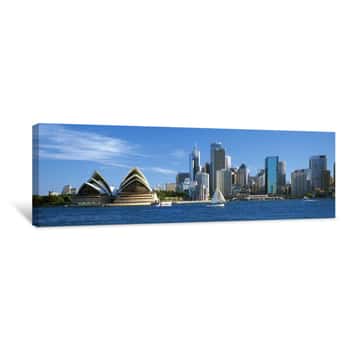 Image of Australia, New South Wales, Sydney, Sydney Harbor, View Of Sydney Opera House And City Canvas Print