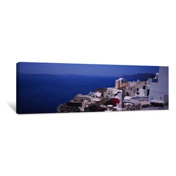 Image of High Angle View Of A Town, Oia, Santorini, Greece Canvas Print