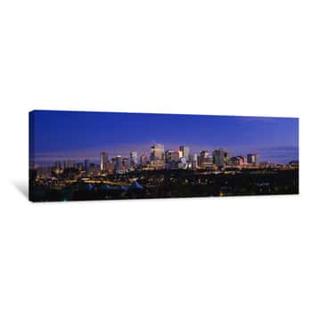 Image of City Skyline At Night, Edmonton, Alberta, Canada Canvas Print