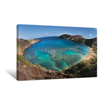 Image of High Angle View Of A Beach, Hanauma Bay, Oahu, Hawaii, USA Canvas Print