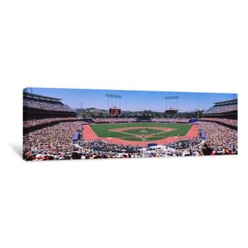 Image of High Angle View Of Spectators Watching A Baseball Match, Dodgers Vs  Angels, Dodger Stadium, City Of Los Angeles, California, USA Canvas Print