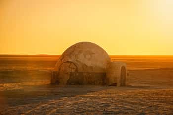 Image of  Futuristic Dome Building In The Sahara Desert Place Of Shooting The Fourth Episode Of Star Wars Canvas Print
