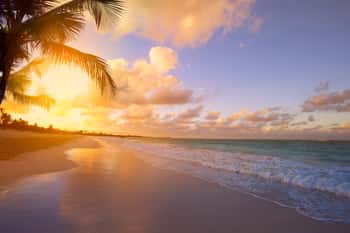 Image of Art Beautiful Sunrise Over The Tropical Beach    Canvas Print