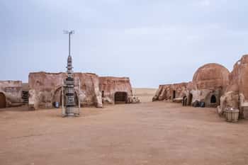 Image of Exterior View Of The Original Film Set Used In Star Wars As Mos Canvas Print
