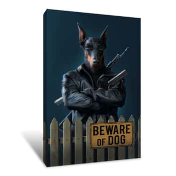 Image of Beware of Dog Canvas Print