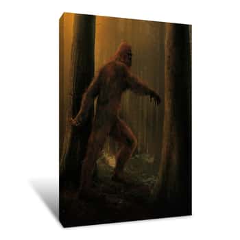 Image of Bigfoot in Woods Canvas Print