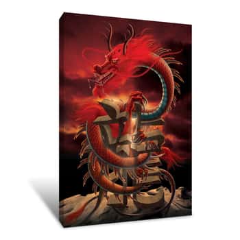Image of Red Chinese Dragon Canvas Print
